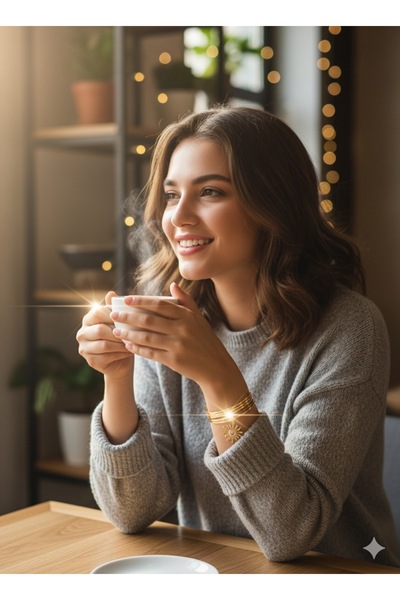 Tasarım Zemira Güneş Işıltısı: Tek Charm'lı Üçlü Ajda Gold Rengi Bilezik Seti