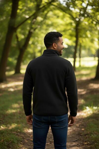 OTAKU 2 мъжки поларни суичъри с половин цип и джобове