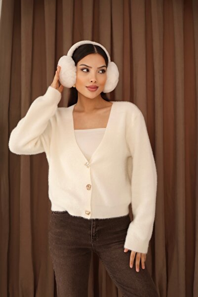 Leo Ferre Women's Cream Soft Textured Knitwear Cardigan. 2580