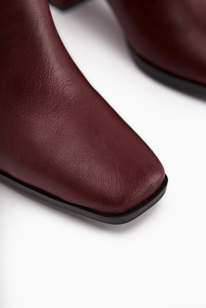 Limoya Deyana Bordo Fermuar Aksesuarlı Bot