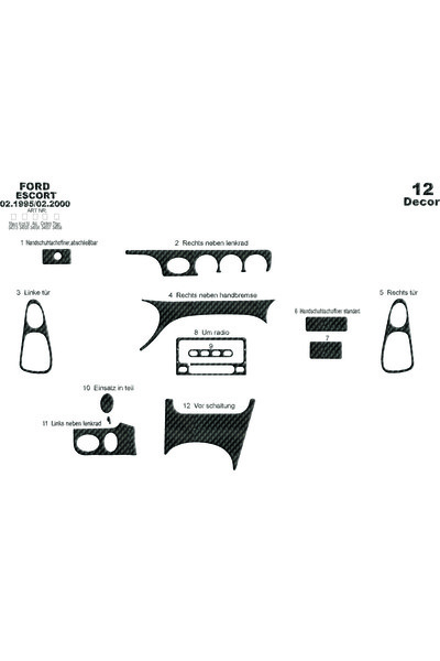 Marscockpitdesign غطاء كونسول فورد إسكورد 1995-2000 12 قطعة