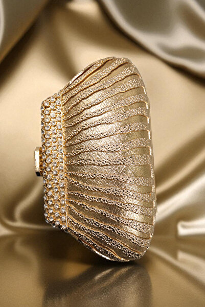 HFKY Women's Gold Midye Model Evening Dress Bag. Metal Evening Dress Bag