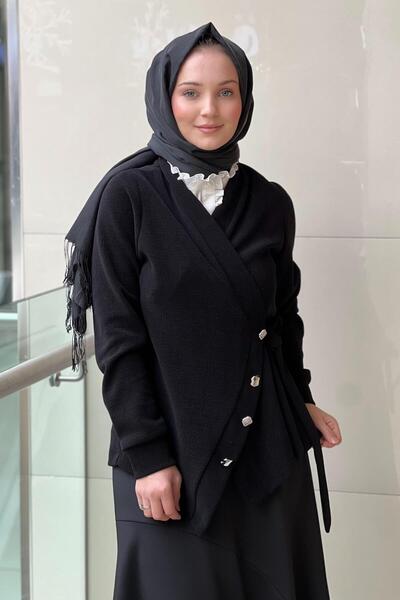 FUAT GÜRSEN Fuat Gürşen Sleeveless Ruffled Shirt Knitwear Cardigan Inside-Out Double Set