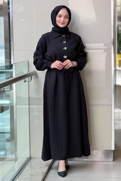 Nuss Shirt Collar Four Button Dress