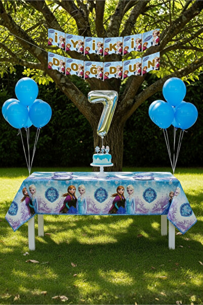 Umamiçe Frozen Elsa Temalı 7 Yaş Doğum Günü Parti Seti – Masa Örtüsü + Banner...