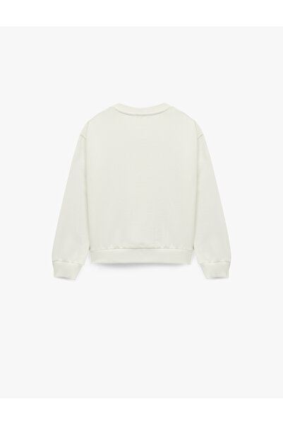 Koton Pamuklu Uzun Kollu Bisiklet Yaka Kedi Baskılı Sweatshirt