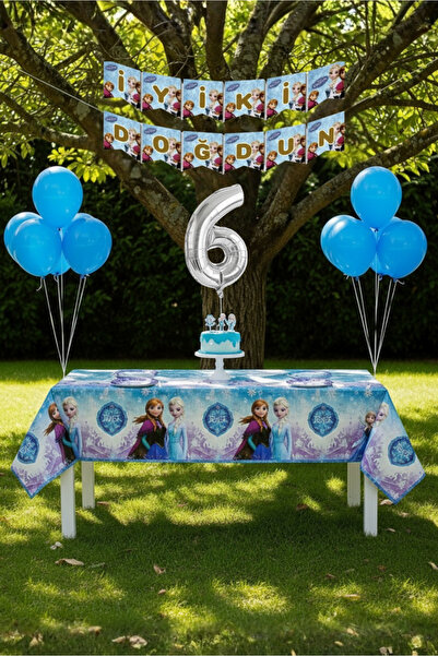 Umamiçe Frozen Elsa Temalı 6 Yaş Doğum Günü Parti Seti – Masa Örtüsü + Banner...