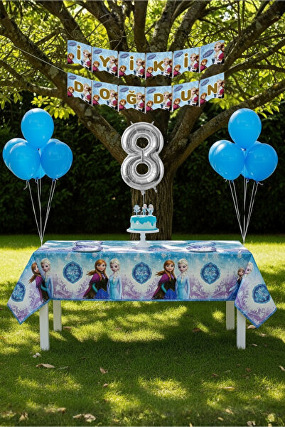 Umamiçe مجموعة حفلات عيد الميلاد بعمر 8 سنوات بتصميم فروزن إلسا - مفرش طاولة ...