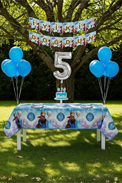 Umamiçe Frozen Elsa Temalı 5 Yaş Doğum Günü Parti Seti – Masa Örtüsü + Banner...