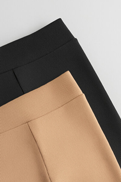 mini kanka Girl's 4-12 Years Old Steel Woven Black Flare Leggings-Pants |   Flexible Fit and Stylish Look