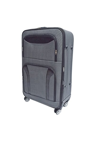 Naimeed Company Troler voiaj, Naimeed D5584M, 4 roti duble 360 grade, material textil, inchidere cifru, Gri, 43x27x6