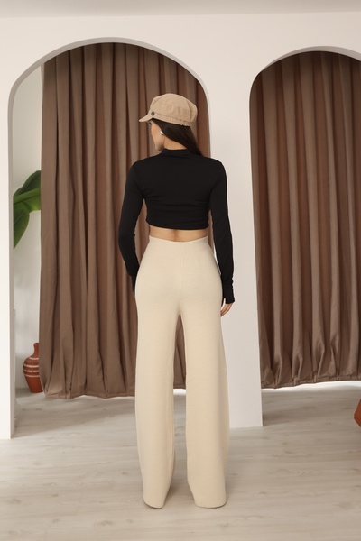 Leo Ferre Γυναικείο παντελόνι άνετο και ελαστικό μπεζ πλεκτό 25702