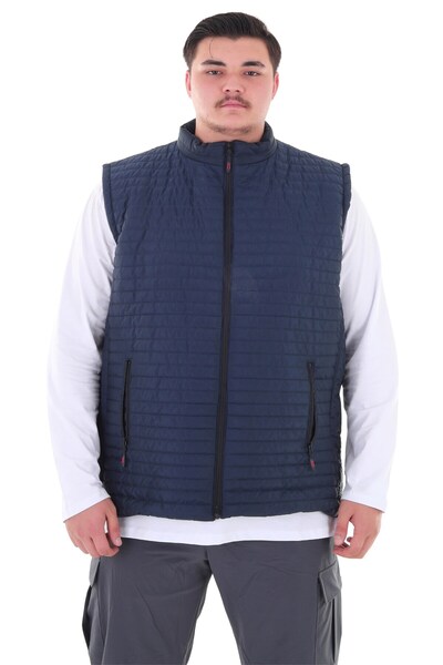 marufshop Stand-Up Collar Seasonal Quilted Vest Suitable for Men's Plus Size between 120 Kilos-158 Kilos