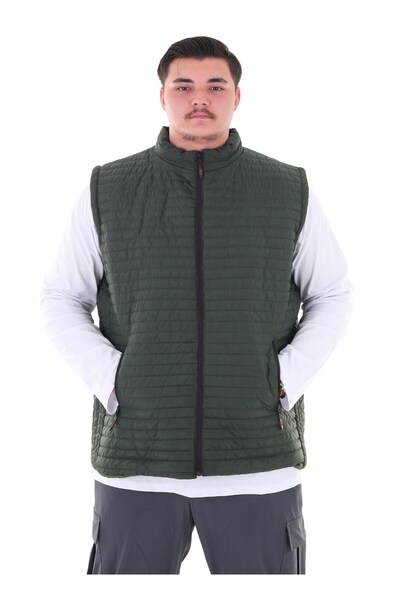 marufshop Stand-Up Collar Seasonal Quilted Vest Suitable for Men's Plus Size between 120 Kilos-158 Kilos