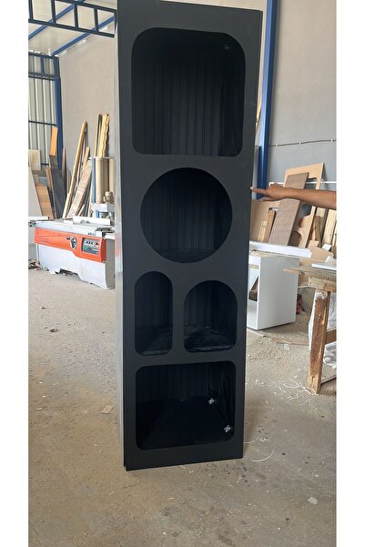 Özçelik Lambiri Niş Kitaplık Siyah Dolap