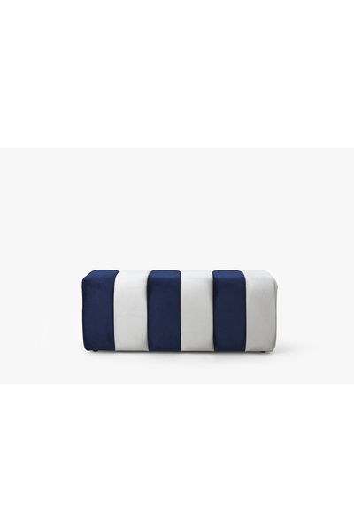 Framgan Yarmalı Bench Puf Lacivert-Beyaz