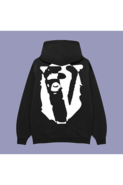 PURE POWER Hanorac Bape x Vlone UNISEX supradimensionat BUMBAC NEGRU K cu glugă IMPRIMAT tricou