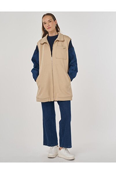 KYR High Neck Waist Gathered Vest Beige