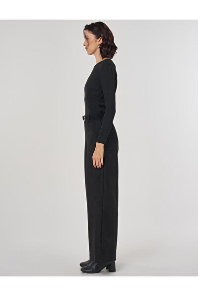 Kayra Belted Suede Trousers Black