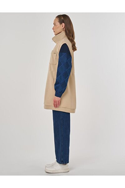 KYR High Neck Waist Gathered Vest Beige