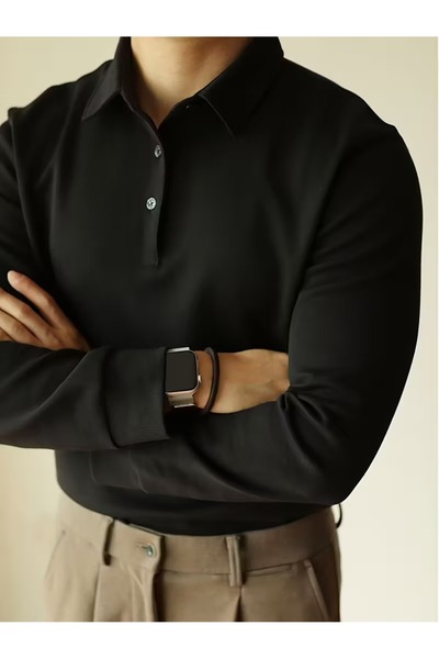 l'eivor Μακρυμάνικο ανδρικό μπλουζάκι με λαιμόκοψη πόλο