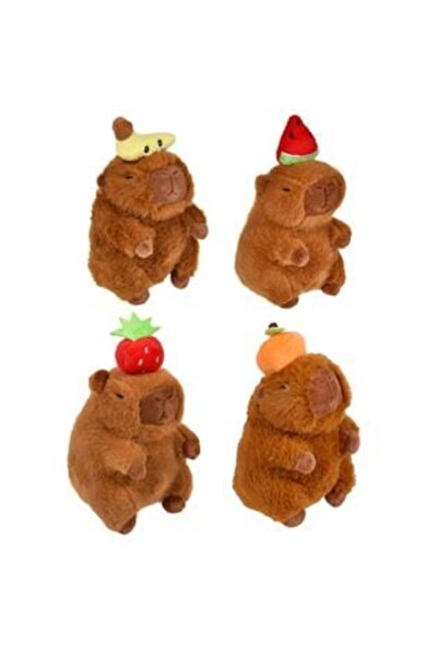 SHOPIENS Jucărie de pluș Capibara cu diverse fructe 10 x 10 x 20 cm