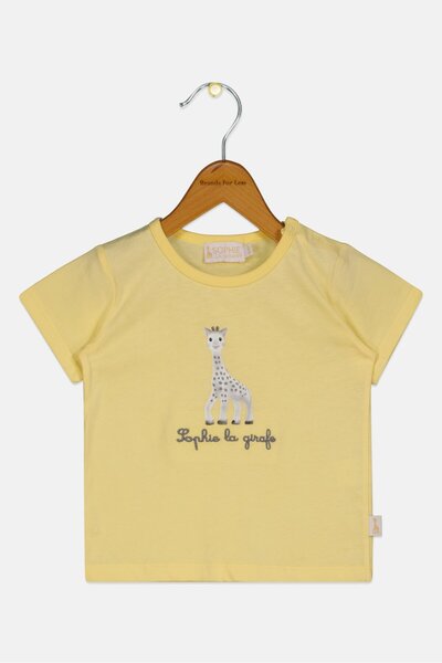 Sophie La Girafe Toddlers Boy Embroidered Logo Short Sleeve T-Shirt, Yellow