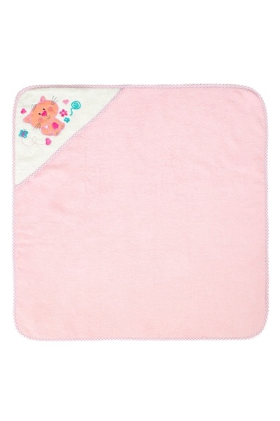 SHOPIENS Кърпа с качулка , Котка, Памук, Розова, 75x75 см, MYONNA IT & E-COMM...