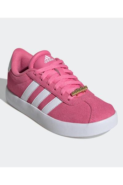 adidas VL Court 3.0 Lace Up Closure Suede Shoes - Dark Pink