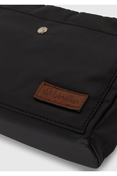 United Colors of Benetton Men's Black Cotton Blend Wallet with Logo Detail