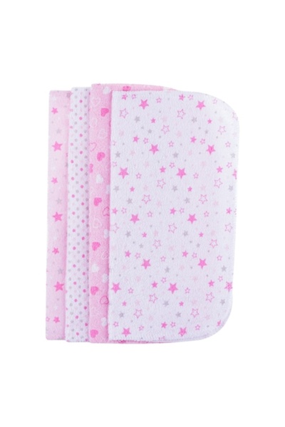 SHOPIENS Set Prosopele Bebe Baby Cute, Model Stele si Inimi, Roz/Alb, Dimensiuni 25x25cm, 8 Bucati, MYONNA IT