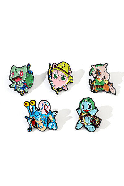 Miniso 5 Pcs 5 Pcs Childhood Cartoon Brooch Creative Bulbasaur Enamel Pin Metal Badge Jewelry Clothing Back