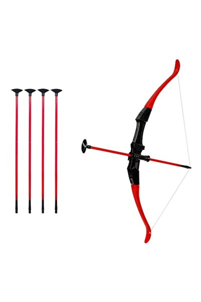 SHOPIENS Set Arc si Sageti, Model 63.5 cm, 5 Sageti cu Ventuza, Rosu, Plastic...