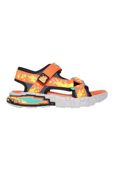 SKECHERS صندل ميجا سبلاش 4K ميجا كرافت بيكسل بإغلاق متكيف - برتقالي وأسود