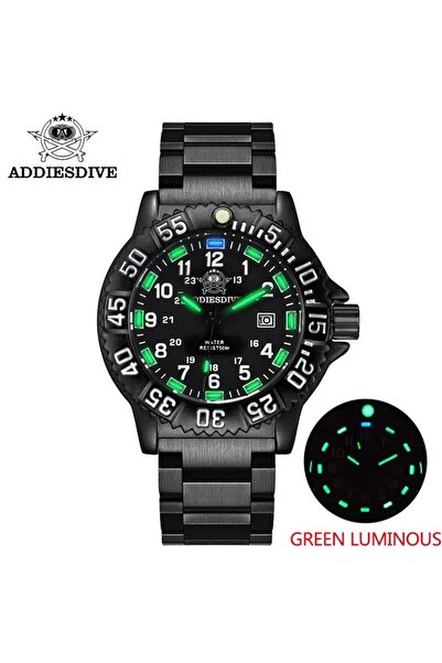 Choice No Steel black ADDIESDIVE Fashion Men's Analog Watch 50m Waterproof Luminous Tube Nylon Sports Men M