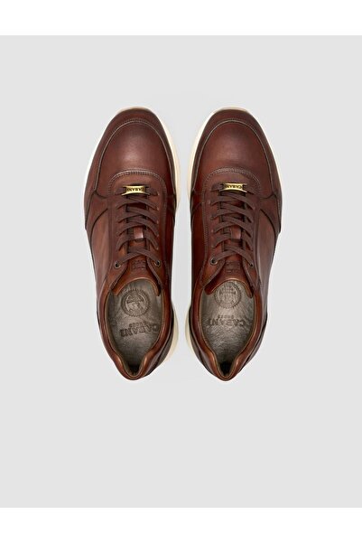 Cabani Hakiki %100 Deri Kahverengi Bağcıklı Erkek Spor Ayakkabı