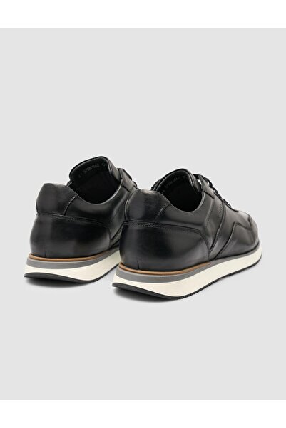 Cabani 100% Genuine Leather Black Emblem Detail Men's Sports Shoes