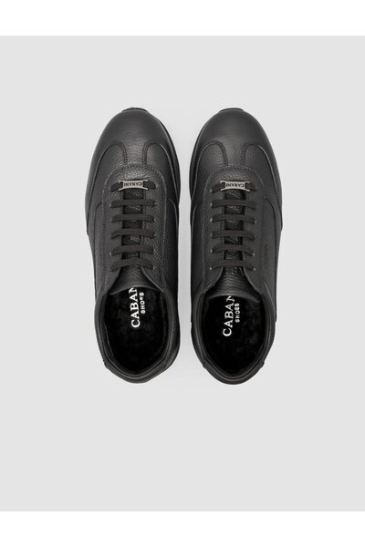 Cabani 100% Genuine Leather Black Fur Lined Sports Shoes