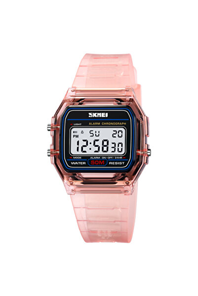 Skmei pink Casual Chrono Digital Women Sport Watches Fashion TPU Strap Waterproof Wristwatch For Lad