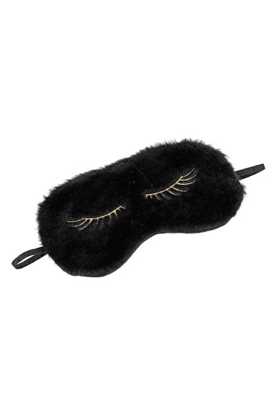SHOPIENS Sleeping Mask, Fur, Golden Eyelashes, Length 19.5cm, Black, MYONNA IT & E- COMMERCE ®