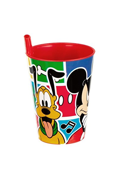 MYONNA IT & E- COMMERCE Disney Plastic Cup, Multicolor, 260 ml, Mickey and Friends, Built-in Straw