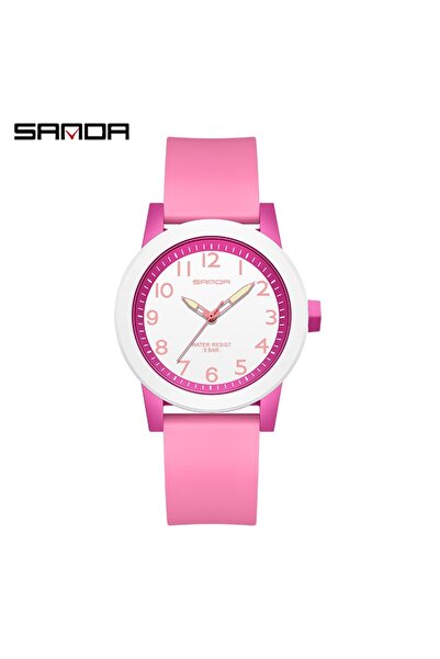 Choice Pink White SANDA Women Watches Fashion Silicone Analog Quartz Wrist Watch Baseball Sports Waterproof