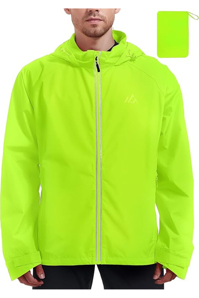 OEM Men's waterproof sports jacket, reflective yellow color L