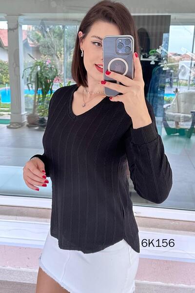İnce Topuk V-Neck Veronica Knitwear Blouse 6K156
