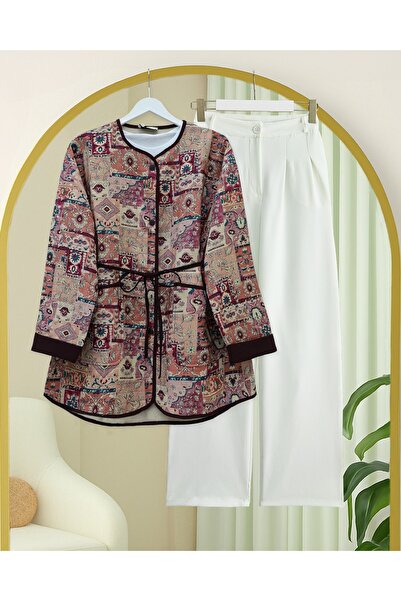 Modamorfo Яке с подгънати ръкави, колан в талията и етнически мотиви - G. Kurusu