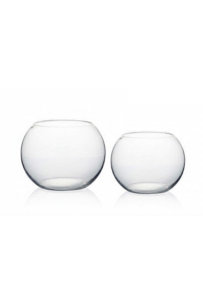 Varaq Clear Round Glass Vase Set - Pack of 2 - Bowls for Home Décor, Wedding Centerpieces, Candle Displays