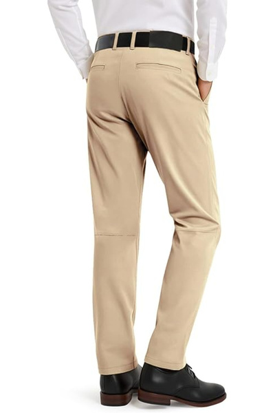 OEM Men's casual pants, breathable, elastic waist, cream 32