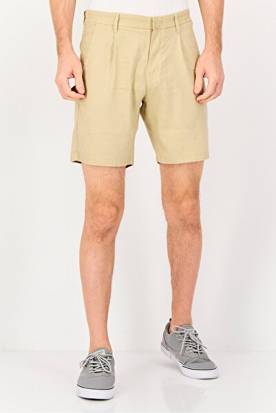Kenneth Cole Men Regular Solid Basic Shorts, Beige