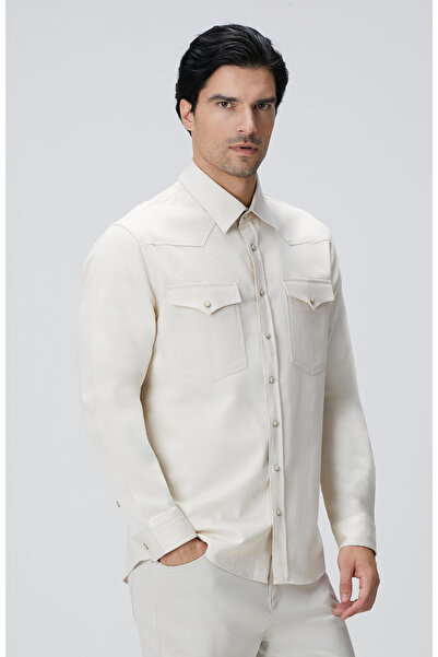 Network Naturel Keten Karışımlı Gömlek