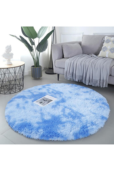 OEM Round 120 cm soft room mat, blue